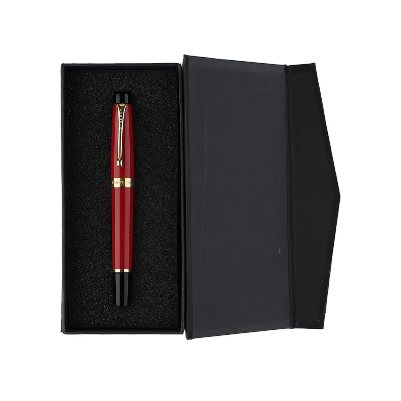 Kanwrite Heritage Dual Tone Red Black Fountain Pen With Gold Trims - Broad