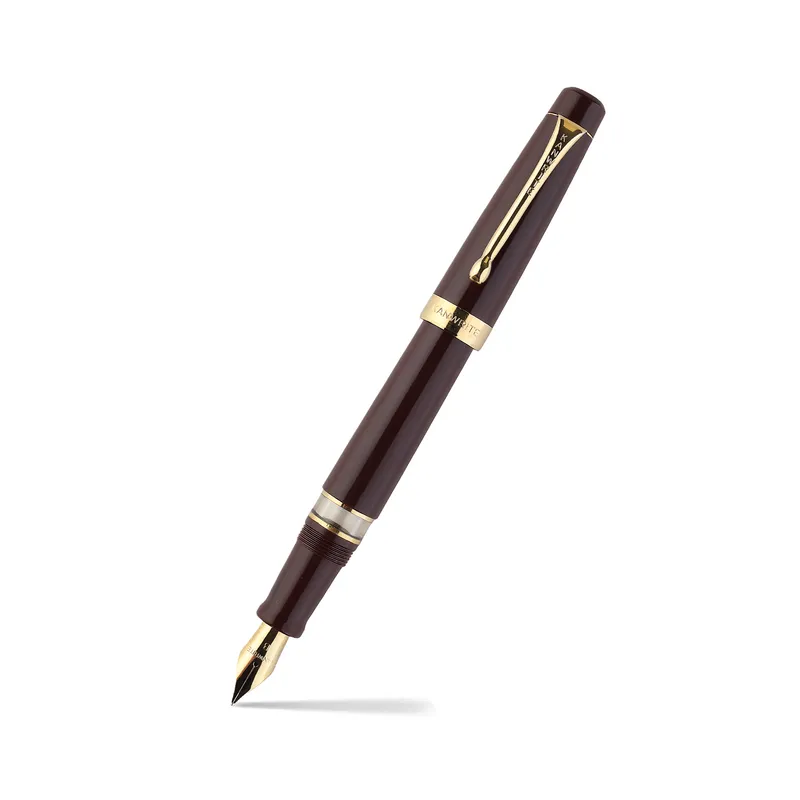 Kanwrite Heritage Solid Brown Fountain Pen With Black Trims - Broad