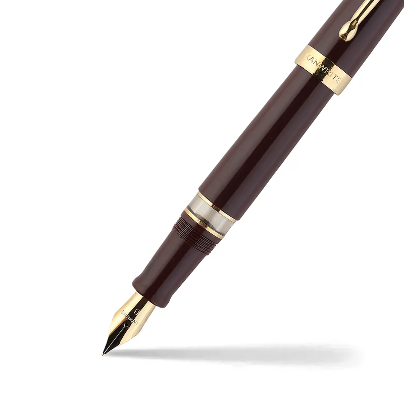 Kanwrite Heritage Solid Brown Fountain Pen With Black Trims - Broad