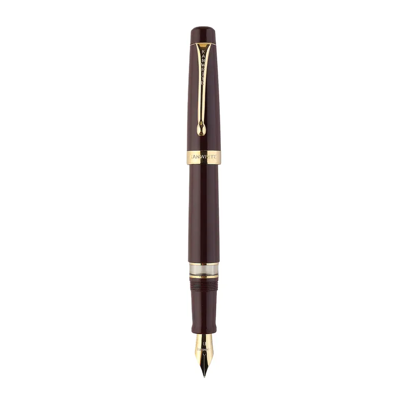 Kanwrite Heritage Solid Brown Fountain Pen With Black Trims - Broad
