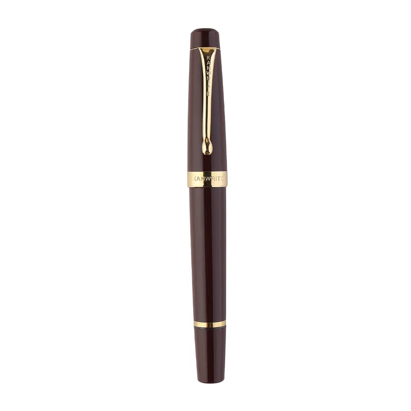 Kanwrite Heritage Solid Brown Fountain Pen With Black Trims - Broad