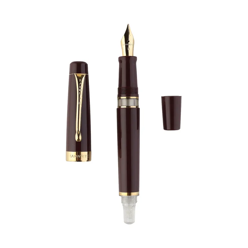 Kanwrite Heritage Solid Brown Fountain Pen With Black Trims - Broad