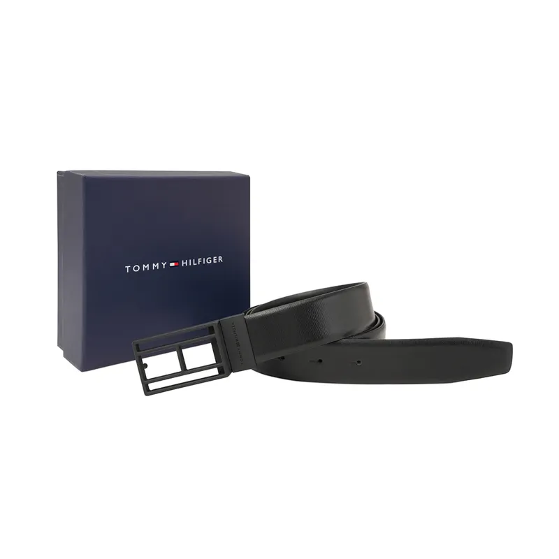 Tommy Hilfiger Black & Black Clapham Reversible Belt - Large