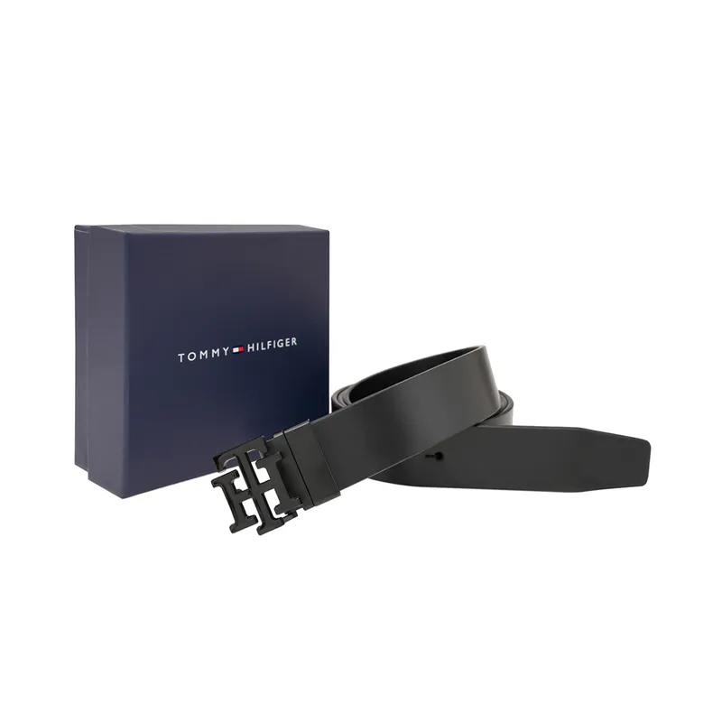 Tommy Hilfiger Black & Black Marfa Reversible Belt - Extra Large