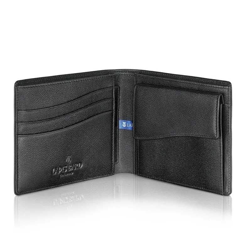 Lapis Bard Belgravia Bifold Coin pouch wallet with additional card sleeve with RFID Black