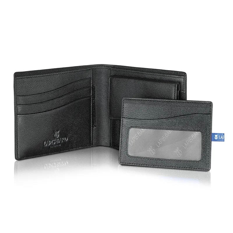 Lapis Bard Belgravia Bifold Coin pouch wallet with additional card sleeve with RFID Black