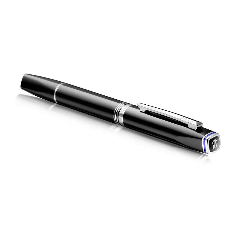 Lapis Bard Contemporary Rollerball Pen  Black with Chrome Trims