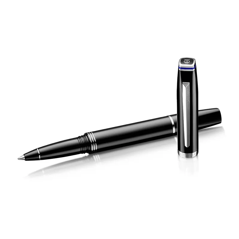 Lapis Bard Contemporary Rollerball Pen  Black with Chrome Trims
