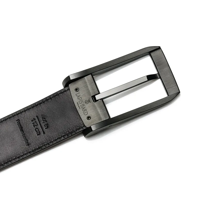 Lapis Bard Avant Garde Knightsbridge Belt IP Matt Black 35mm Buckle with Leather Strap - Cinnamon brown