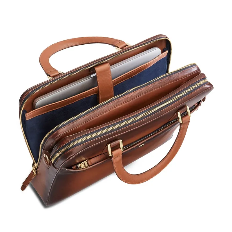 Lapis Bard Ducorium Chester Slim 14Inch Laptop Business Bag Cognac