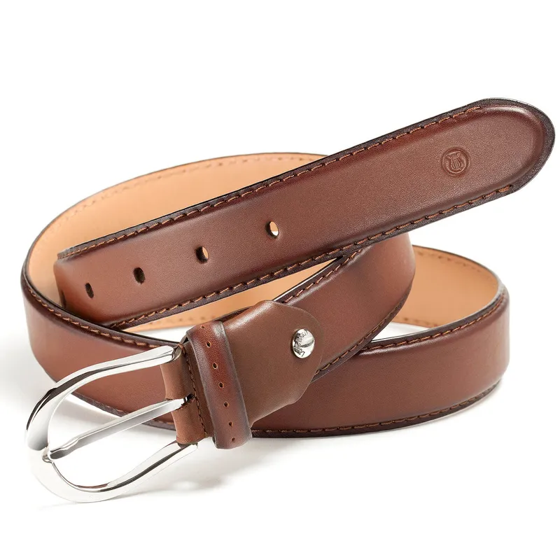 Lapis Bard Sullivan Belt Silver 35mm Buckle with Two tone Leather strap - Cognac