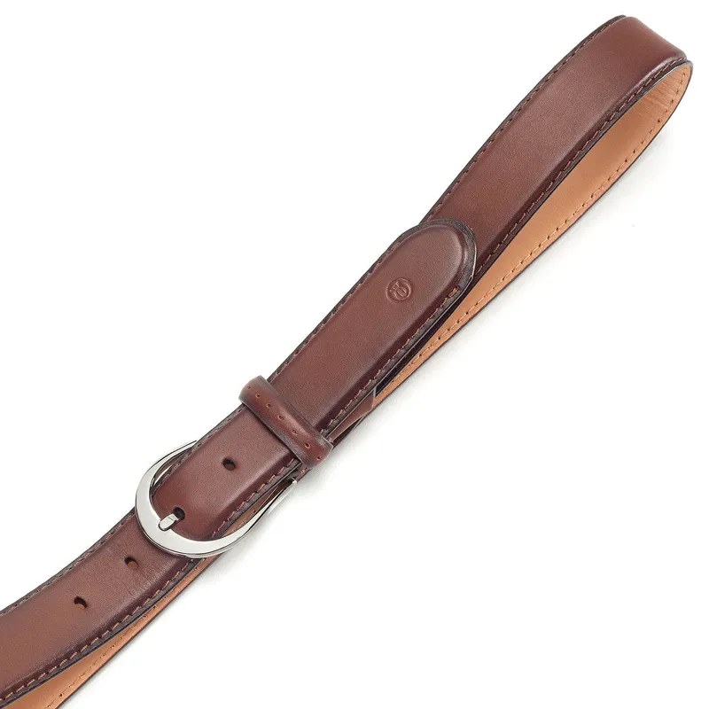 Lapis Bard Sullivan Belt Silver 35mm Buckle with Two tone Leather strap - Cognac