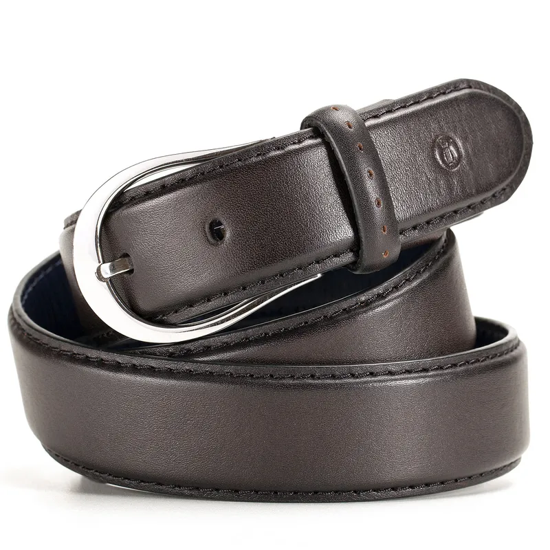 Lapis Bard Sullivan Belt Silver 35mm Buckle with Two tone Leather strap - Charcoal