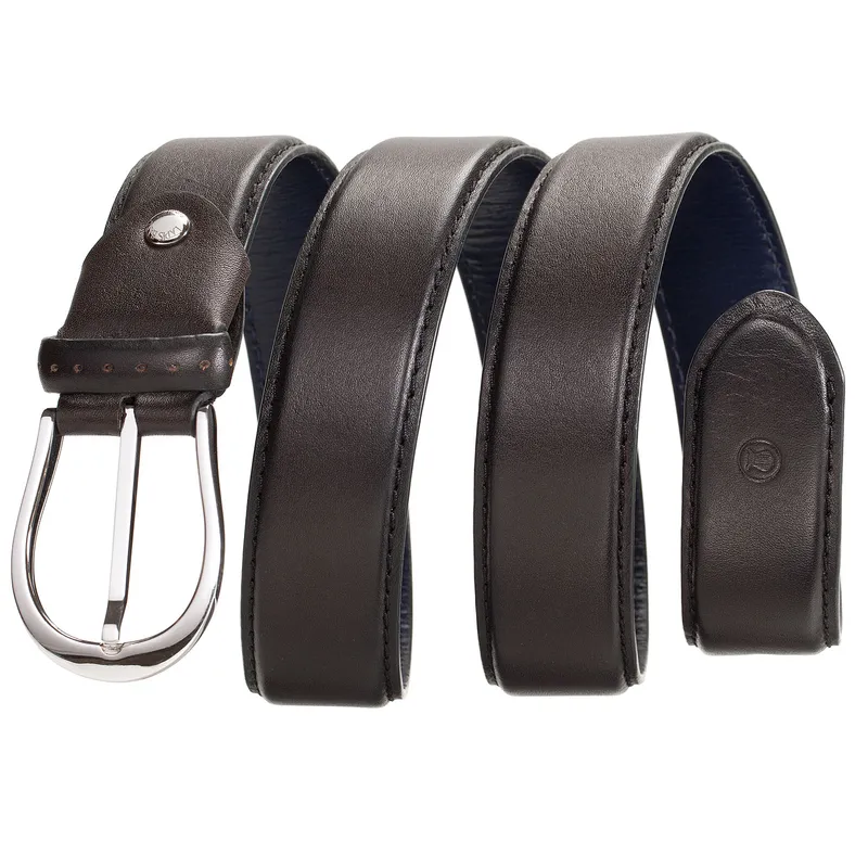 Lapis Bard Sullivan Belt Silver 35mm Buckle with Two tone Leather strap - Charcoal