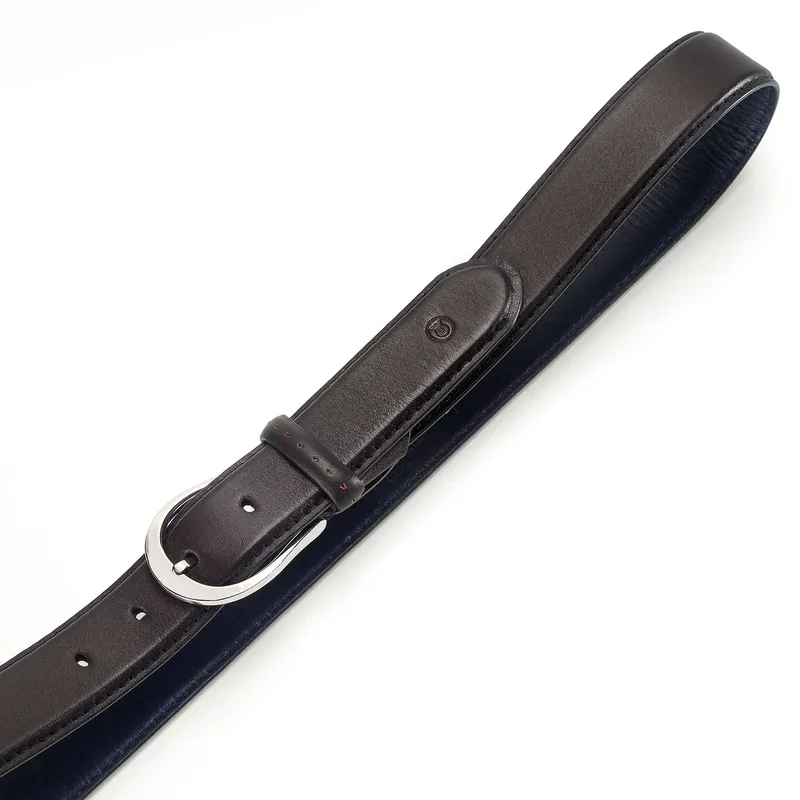 Lapis Bard Sullivan Belt Silver 35mm Buckle with Two tone Leather strap - Charcoal