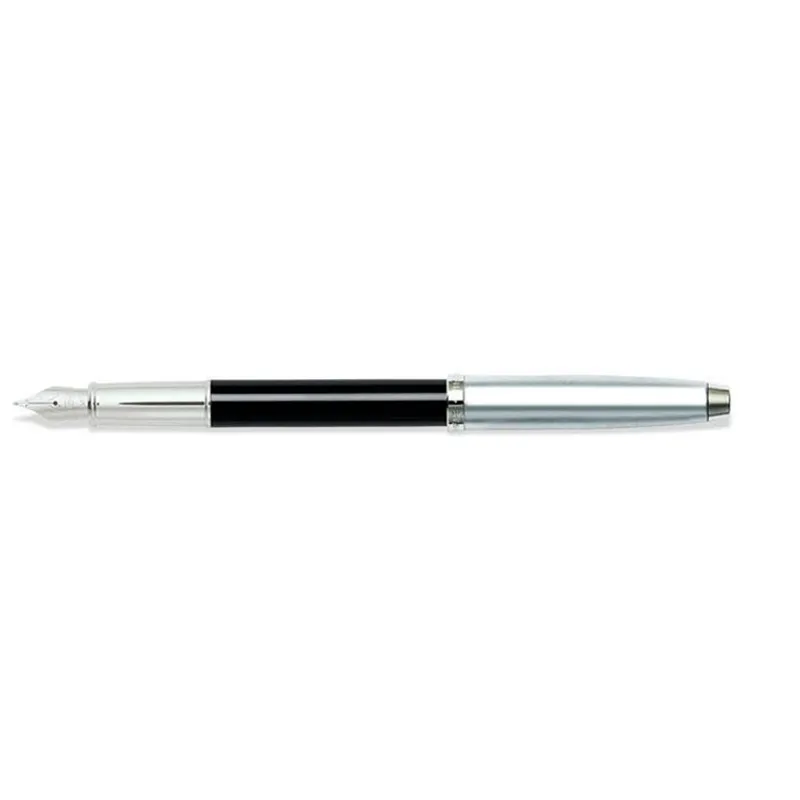 Sheaffer Gift 100 Fountain Pen (Fine) Black and Brushed Chrome with Chrome-Plated Trim