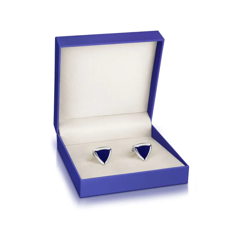 Lapis Bard Avant Garde Shard Stainless Steel Cufflinks with Blue-Enamel Inset