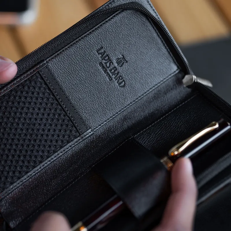 Lapis Bard Belgravia Leather Pen Pouch for 2 Pen Black