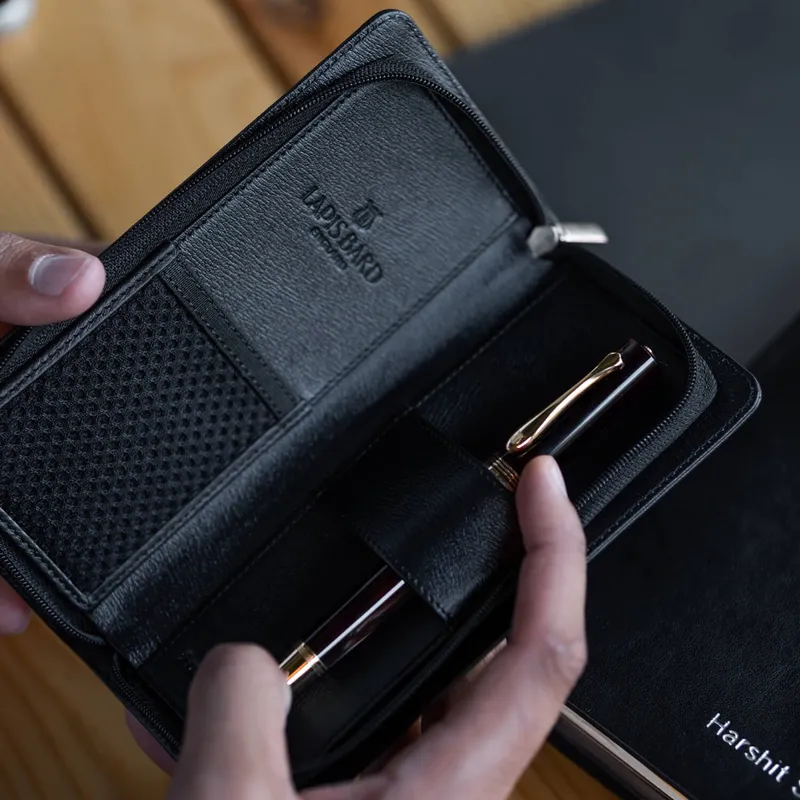 Lapis Bard Belgravia Leather Pen Pouch for 2 Pen Black