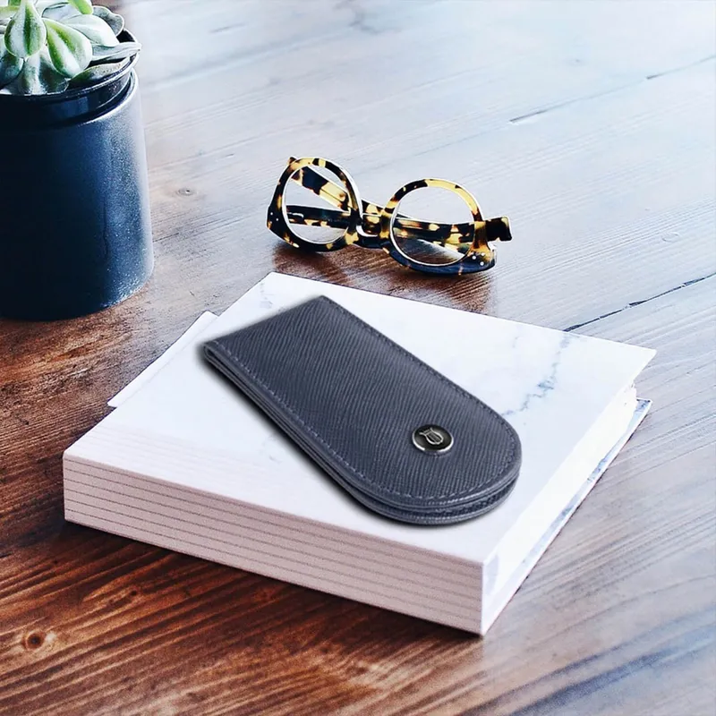 Lapis Bard Stanford Leather Magnetic Money Clip Blue