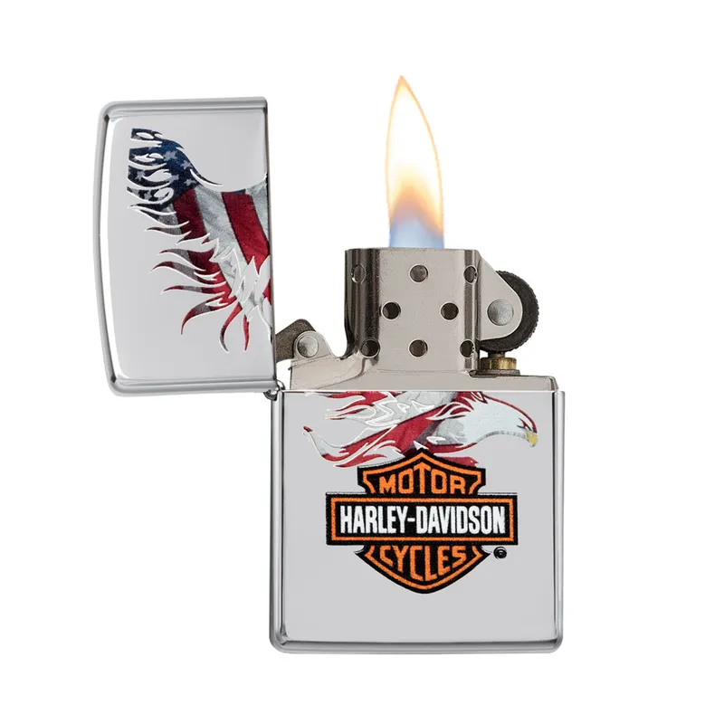 Zippo Lighter 28082 Harley-Davidson Flag Chrome