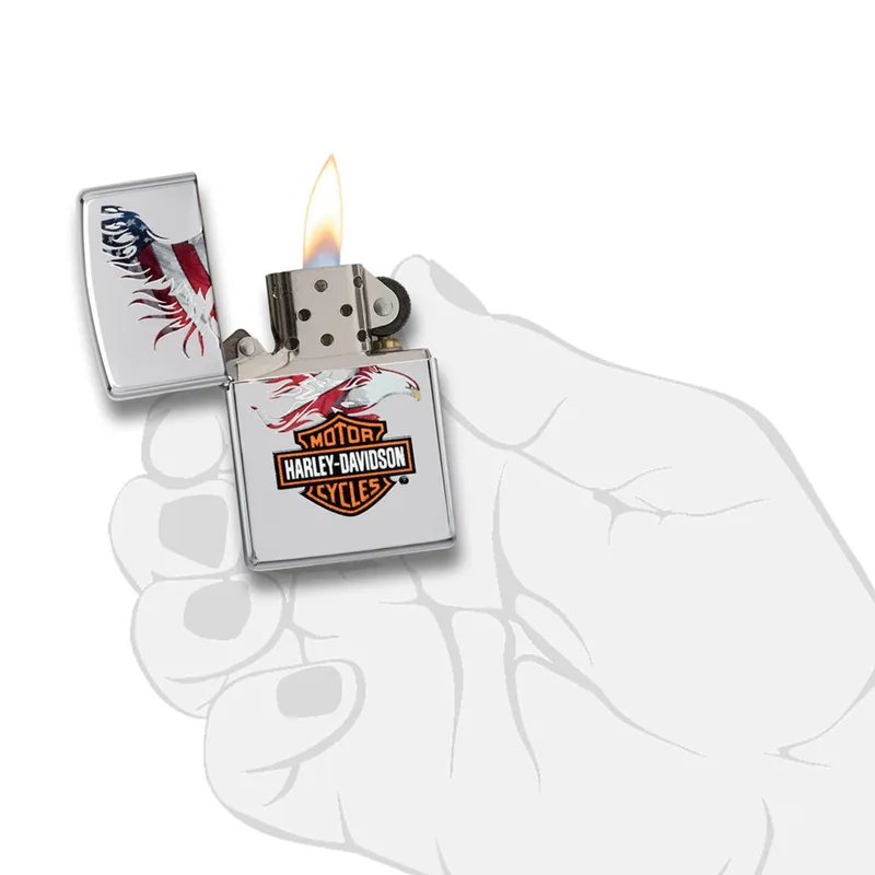 Zippo Lighter 28082 Harley-Davidson Flag Chrome