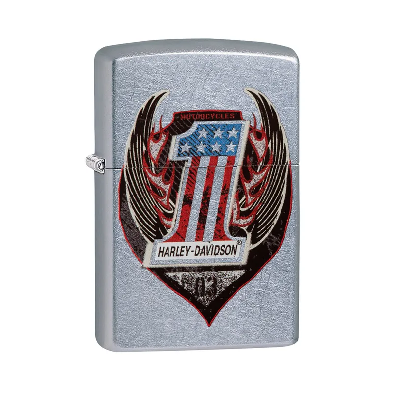 Zippo Lighter 29347 Harley-Davidson Symbol with Wings Chrome