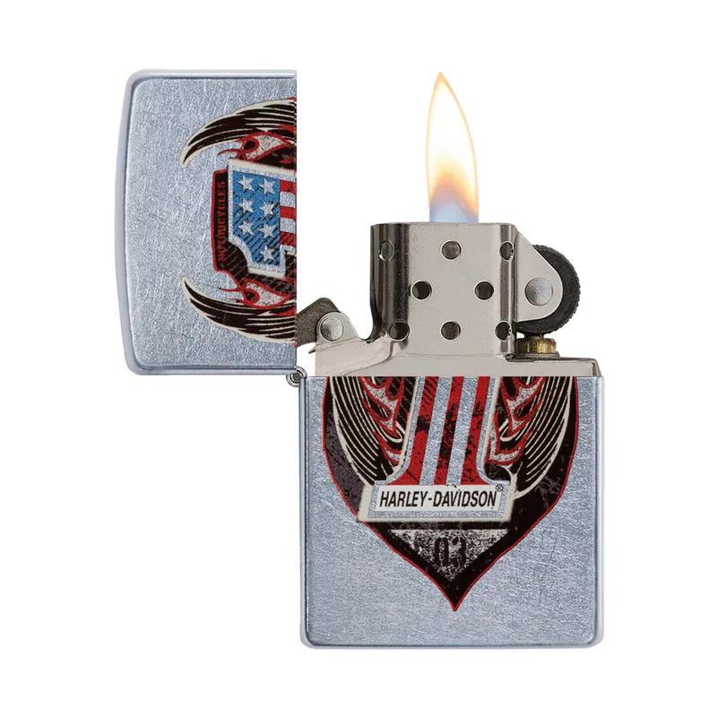 Zippo Lighter 29347 Harley-Davidson Symbol with Wings Chrome