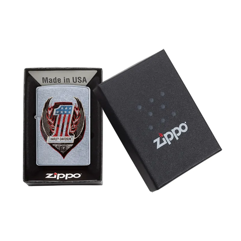 Zippo Lighter 29347 Harley-Davidson Symbol with Wings Chrome