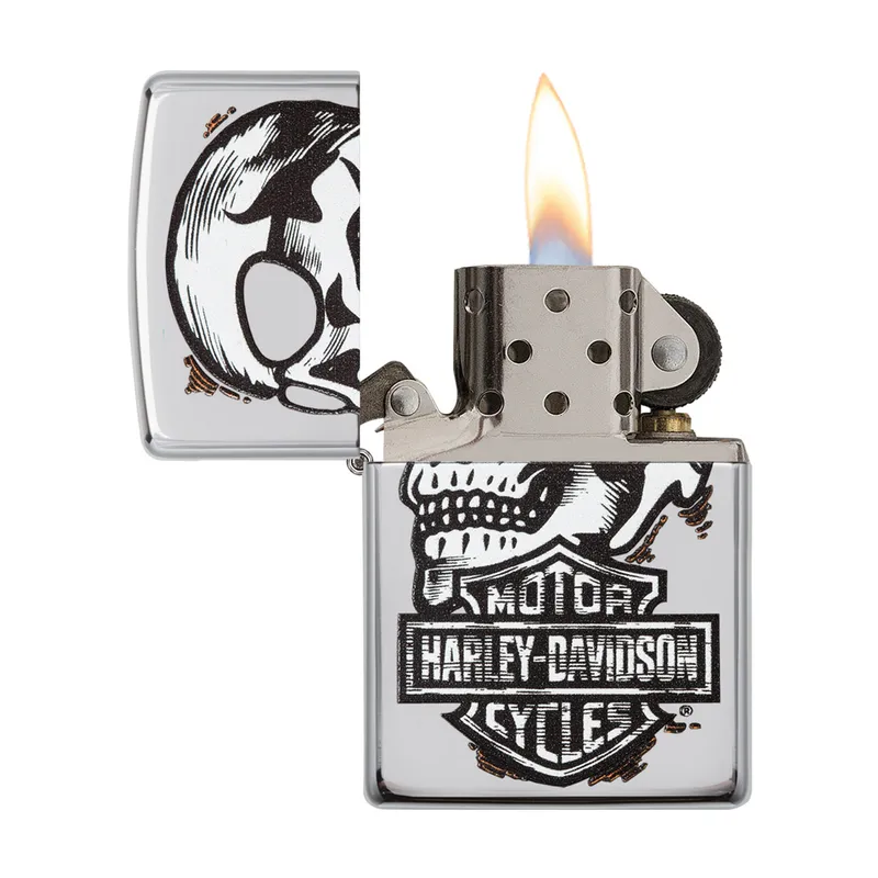 Zippo Lighter 29281 Harley-Davidson Skull Design Black
