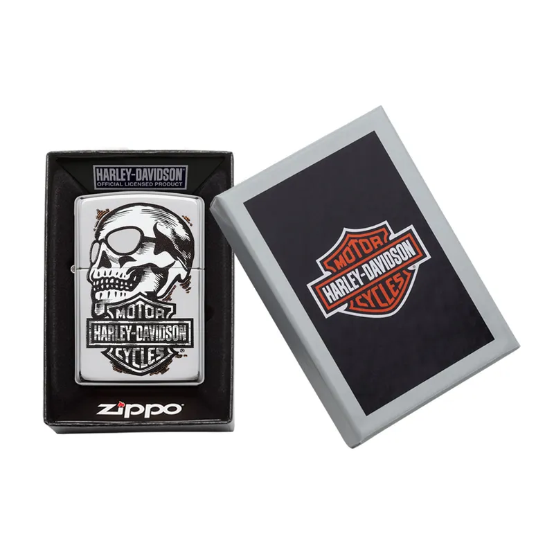 Zippo Lighter 29281 Harley-Davidson Skull Design Black