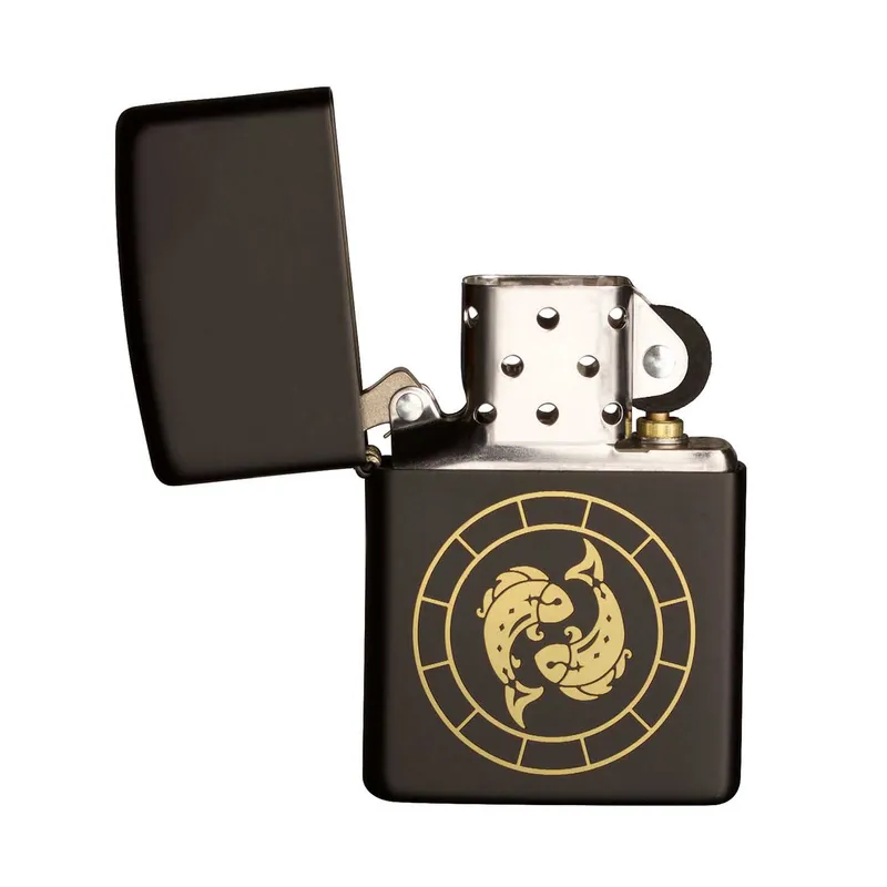 Zippo Lighter 218.MB401294 Pisces Zodiac Sign Black