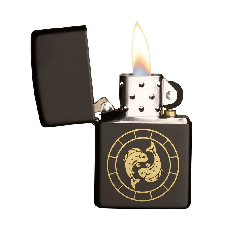 Zippo Lighter 218.MB401294 Pisces Zodiac Sign Black