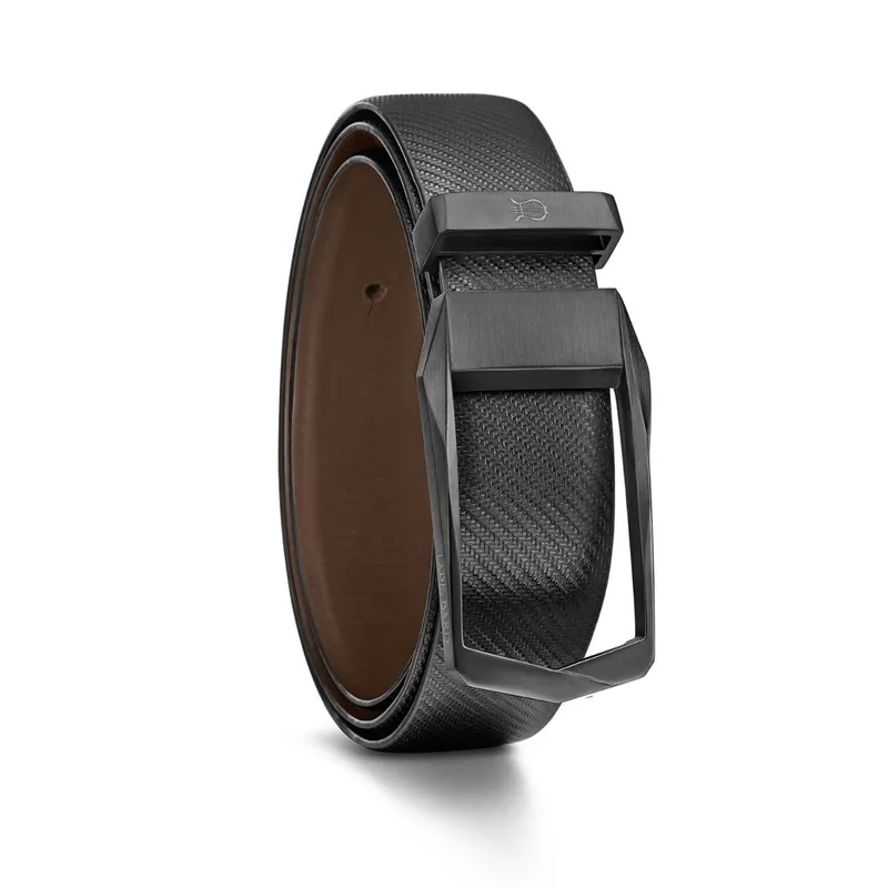 Lapis Bard Avant Garde Faceted Matt Black Buckle with Leather Strap Black