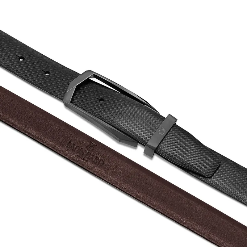 Lapis Bard Avant Garde Faceted Matt Black Buckle with Leather Strap Black