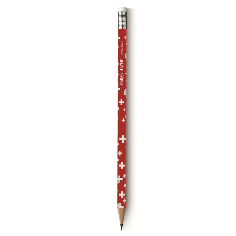Caran d'Ache 342 Essential Swiss 'HB' Pencil with Eraser Red