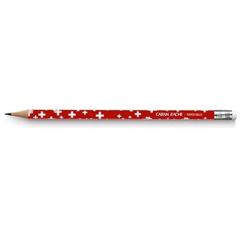Caran d'Ache 342 Essential Swiss 'HB' Pencil with Eraser Red