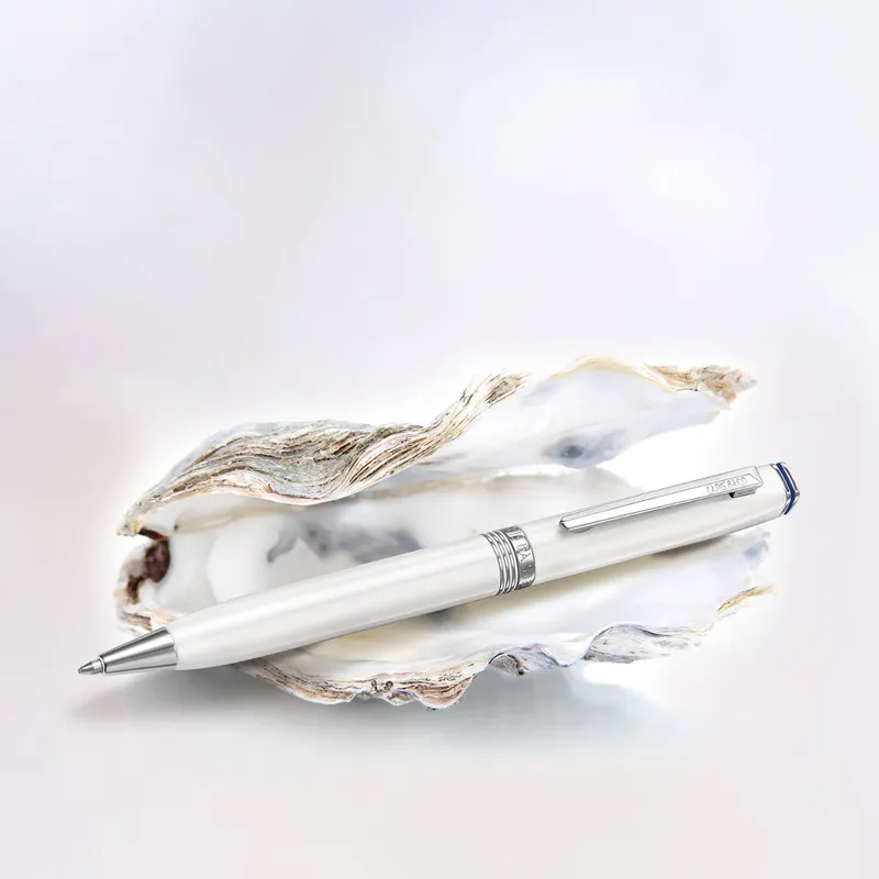 Lapis Bard Contemporary Ballpoint Pen - Pearl with Chrome Trim
