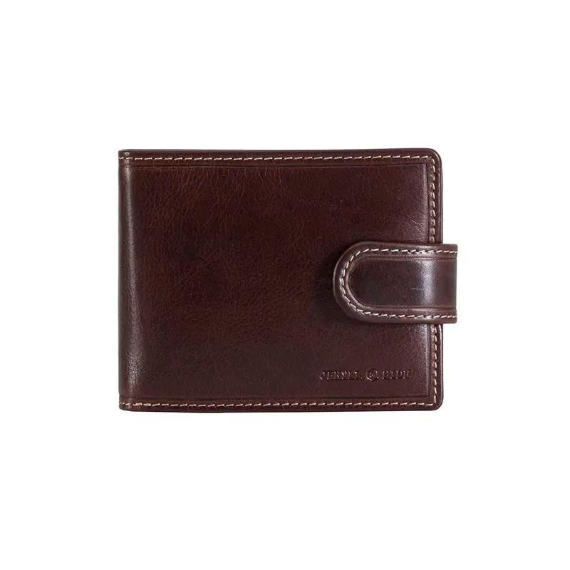 Jekyll & Hide 2791OXCO Oxford Bifold Wallet With Coin And Tab Closure - Coffee