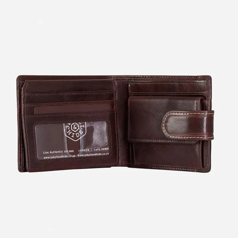 Jekyll & Hide 2791OXCO Oxford Bifold Wallet With Coin And Tab Closure - Coffee