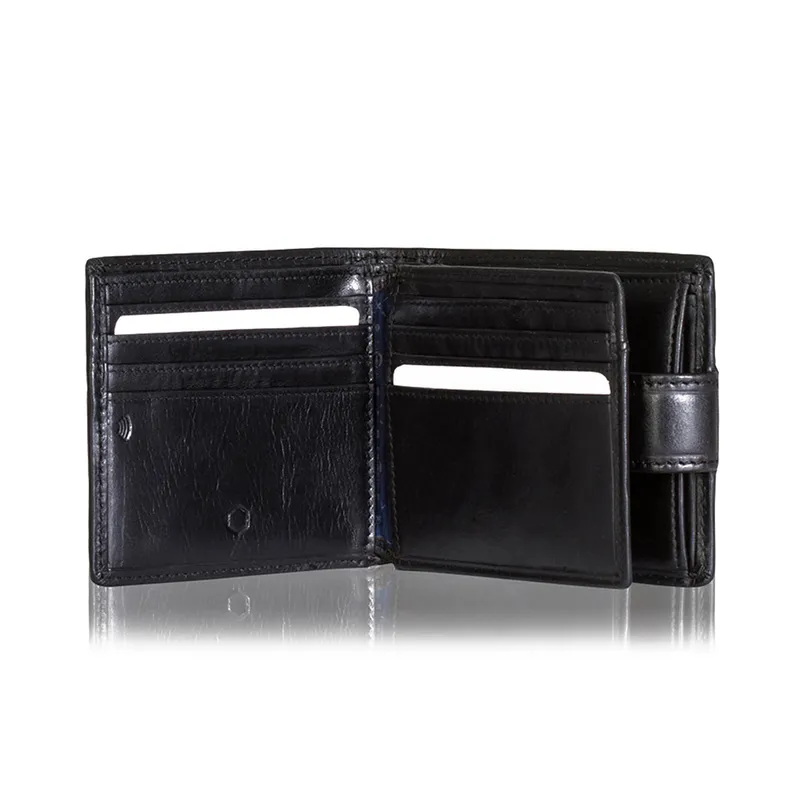 Jekyll & Hide 2790OXBL Oxford Bifold Wallet With Coin And Id Window - Black