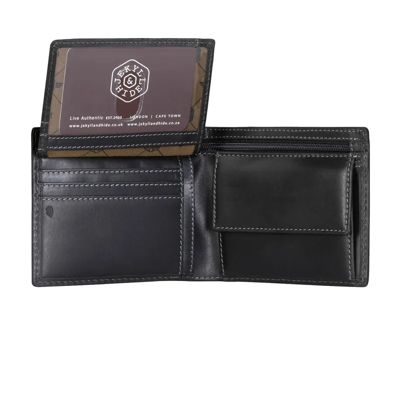 Jekyll & Hide 1951TEBL Texas Large Bifold Wallet With Coin Pouch - Black