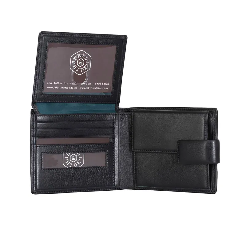 Jekyll & Hide 9876MOBL Montana Large Bifold Wallet With Coin Pouch - Black