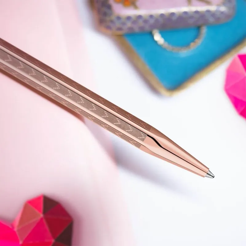 Caran d'Ache Ecridor Chevron Rose Gilded Ballpoint Pen Rose Gold