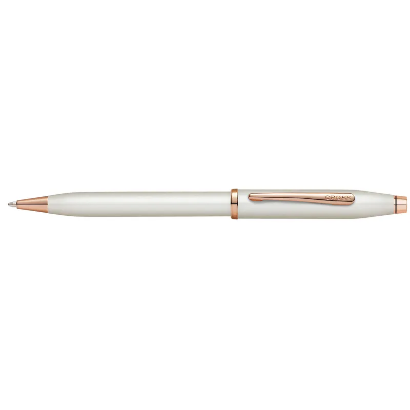Cross AT0082WG-113 Century II Pearlescent Lacquer Ballpoint Pen White with Rose Gold Trims