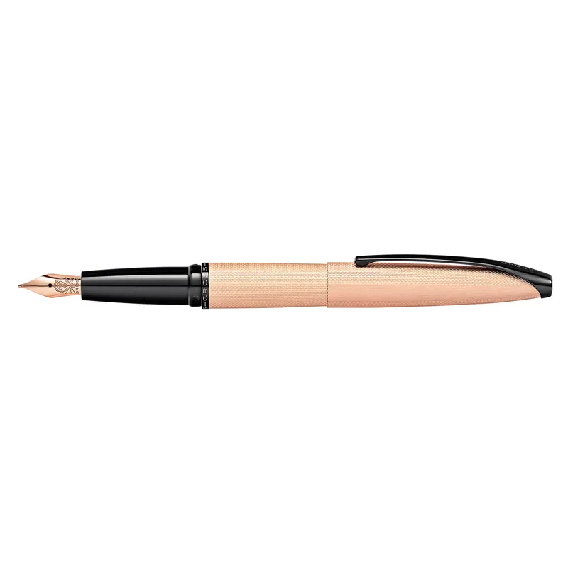 Cross 886-42MF ATX Fountain Pen Medium Brushed Rose Gold with Black Trims