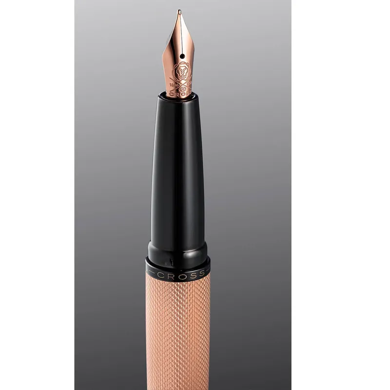 Cross 886-42MF ATX Fountain Pen Medium Brushed Rose Gold with Black Trims