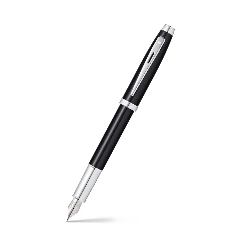 Sheaffer Gift 100 Fountain Pen (Medium) Glossy Black with Chrome-Plated Trim