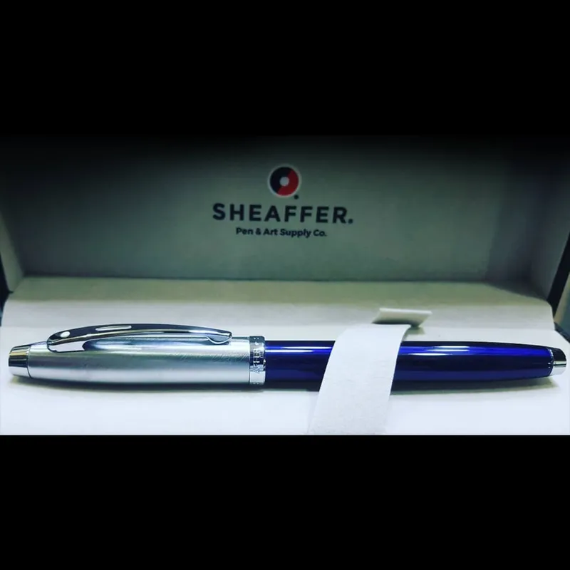 Sheaffer Gift 100 Rollerball Pen Glossy Blue with Chrome-Plated Trim