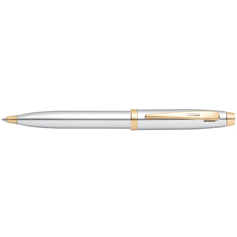 Sheaffer 9340 Gift 100 Ballpoint Pen Bright Chrome with Gold Tone Trim